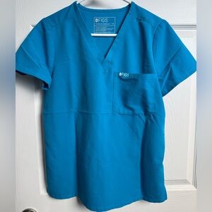 Figs Teal V-Neck Scrub Top